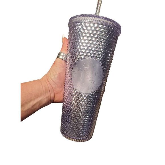 Starbucks 2019 Venti Bling Platinum Studded Cold Cup 24 oz Tumbler.  Great Holid - Picture 2 of 4